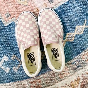 Vans Light Purple/Lavender Classic Checker Slip Ons